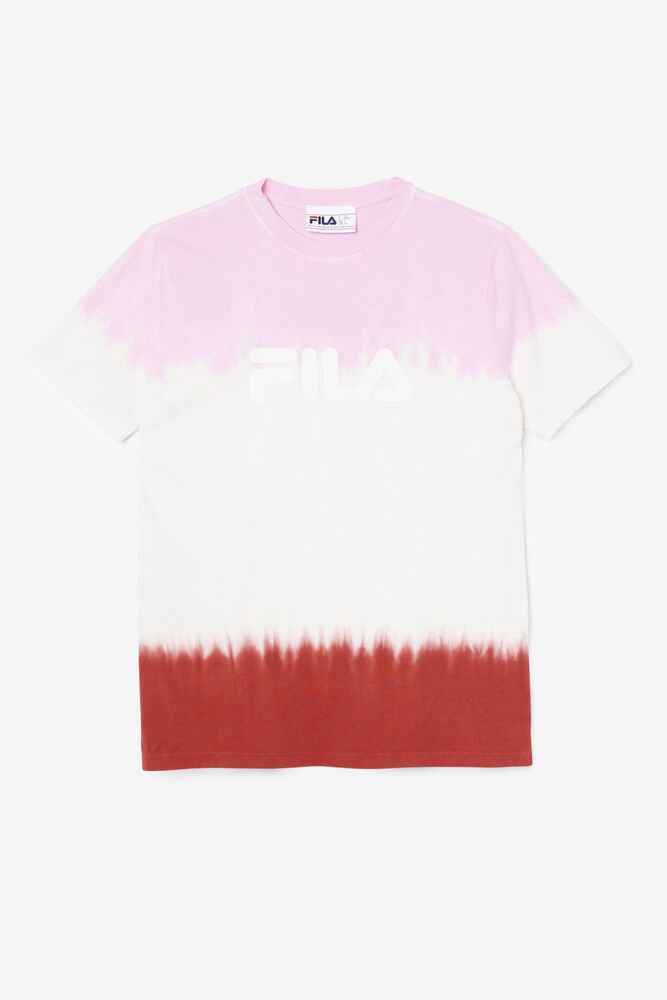 Fila T-Shirt Womens White/Red/Pink - Alivia Tie Dye - Philippines 1865920-XP